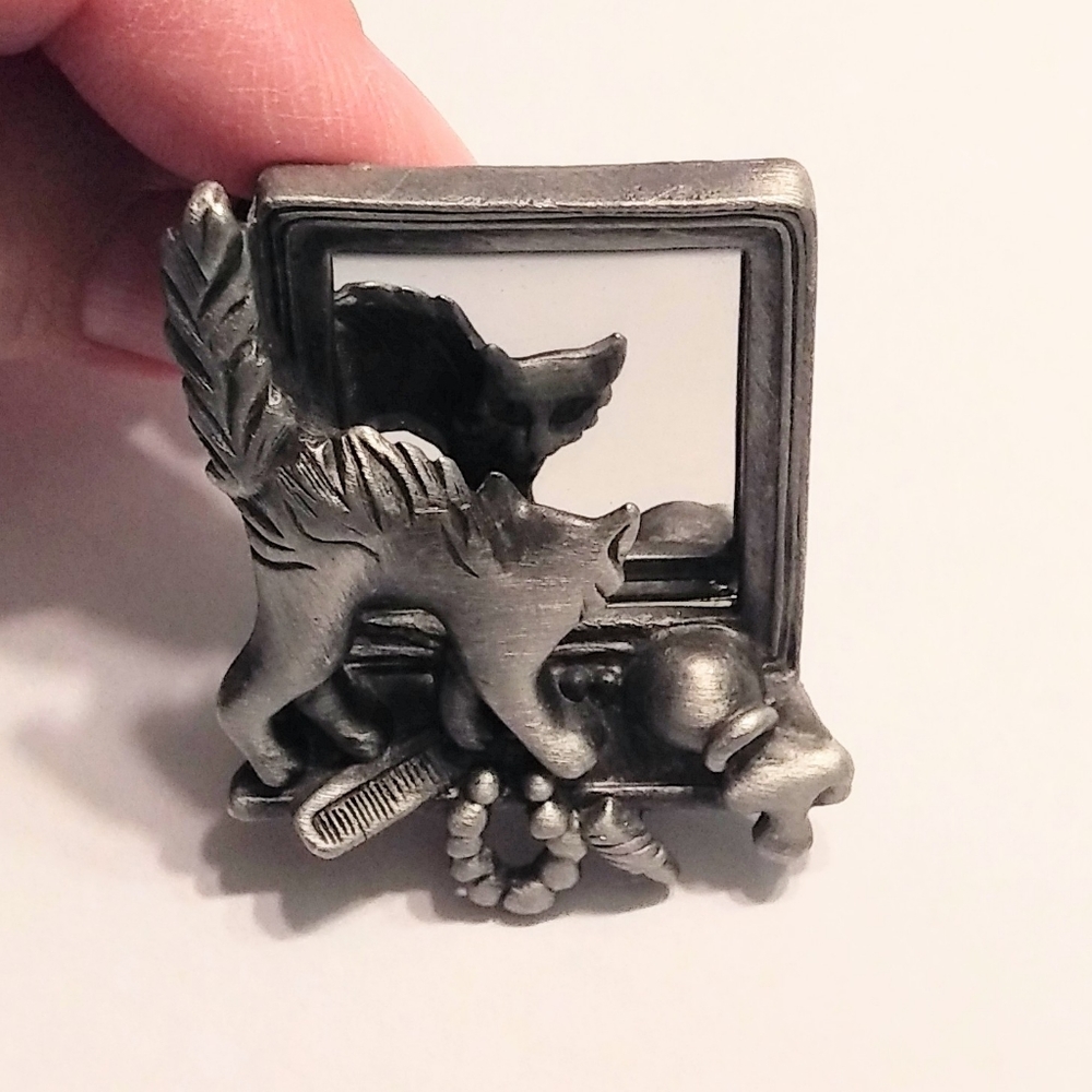 Cat in Mirror Brooch